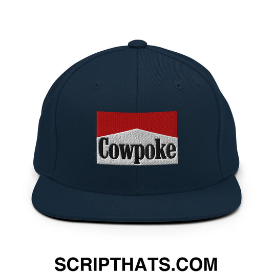 Cowpoke Embroidered Flat Bill Brim Snapback Hat Dark Navy
