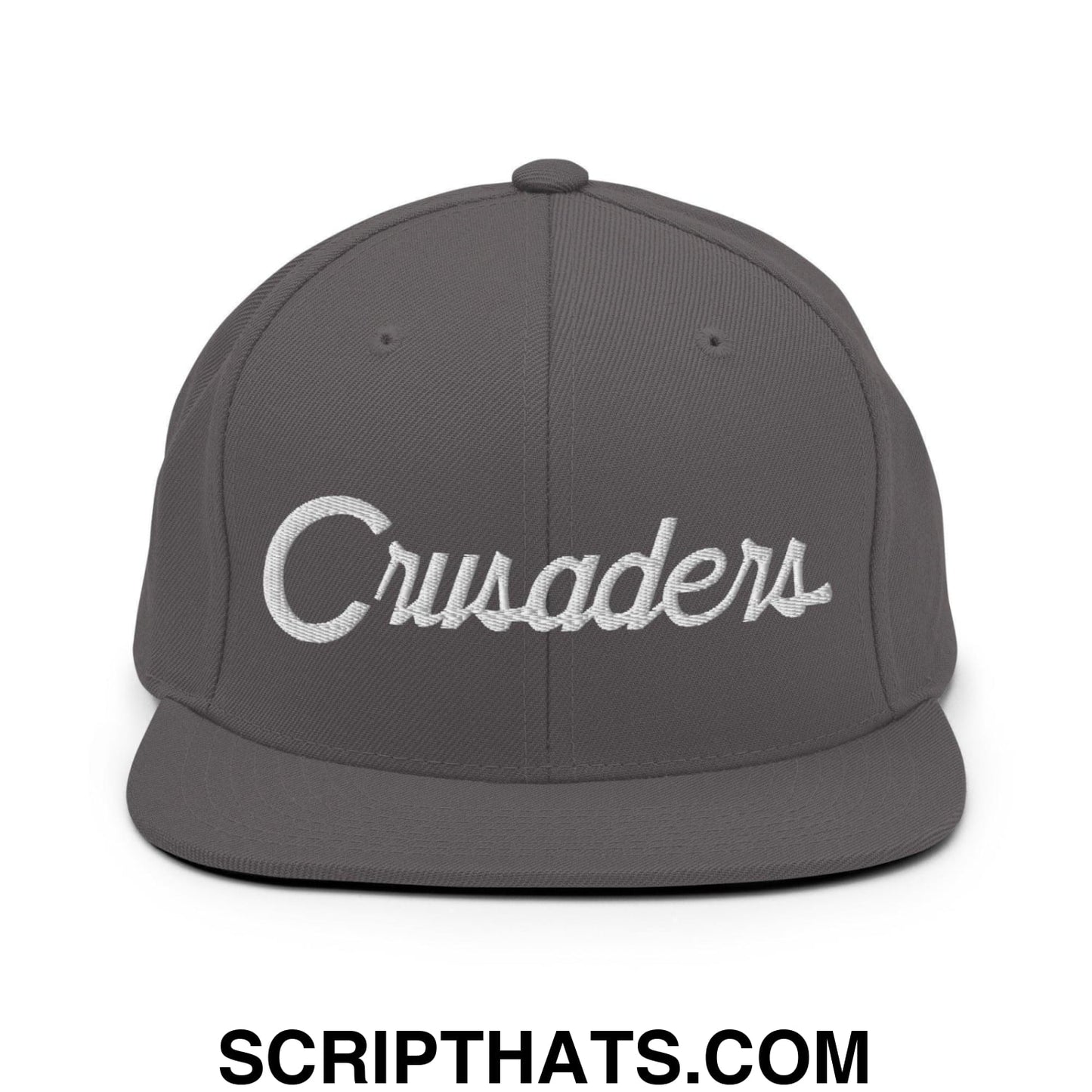 Crusaders School Mascot Script Snapback Hat Dark Grey