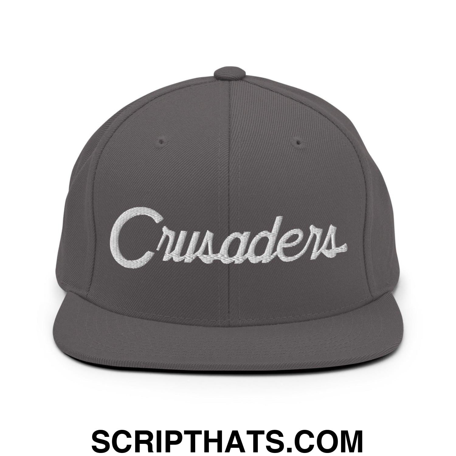 Crusaders School Mascot Script Snapback Hat Dark Grey