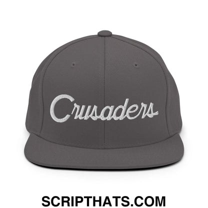 Crusaders School Mascot Script Snapback Hat Dark Grey