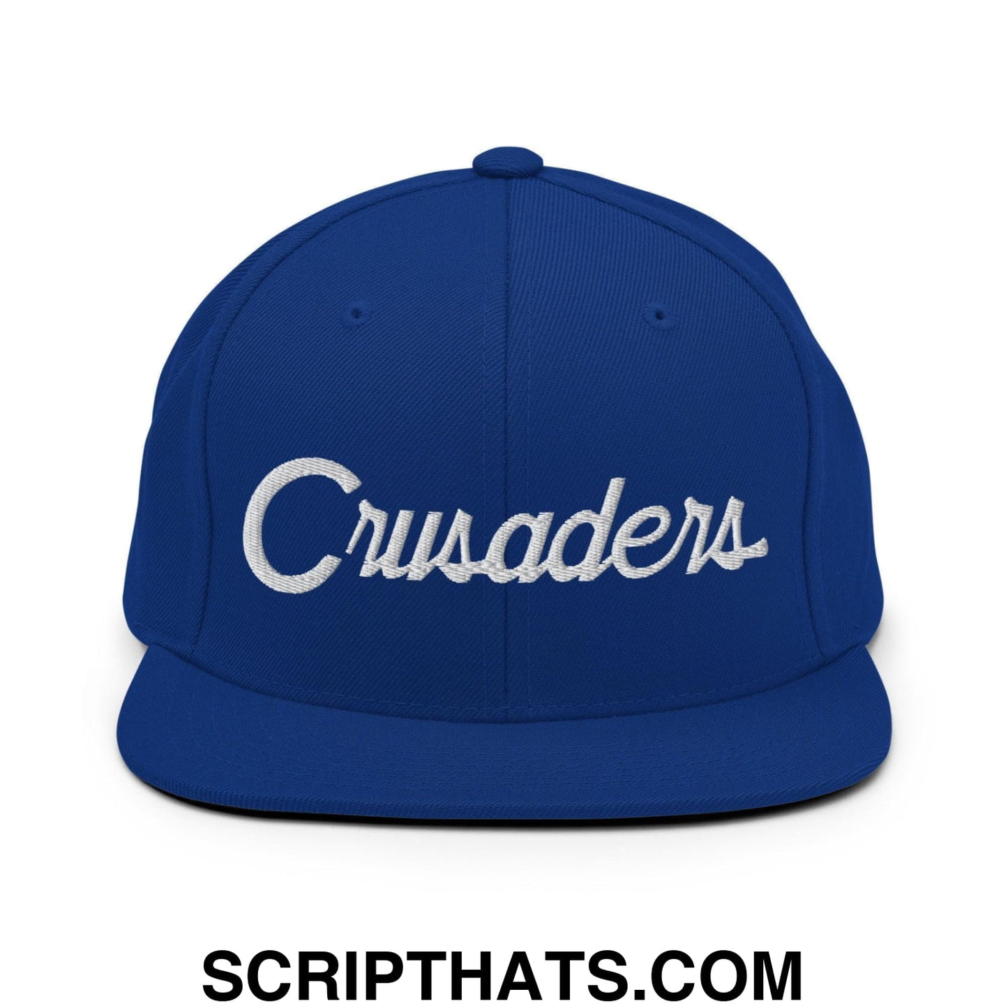 Crusaders School Mascot Script Snapback Hat Royal Blue