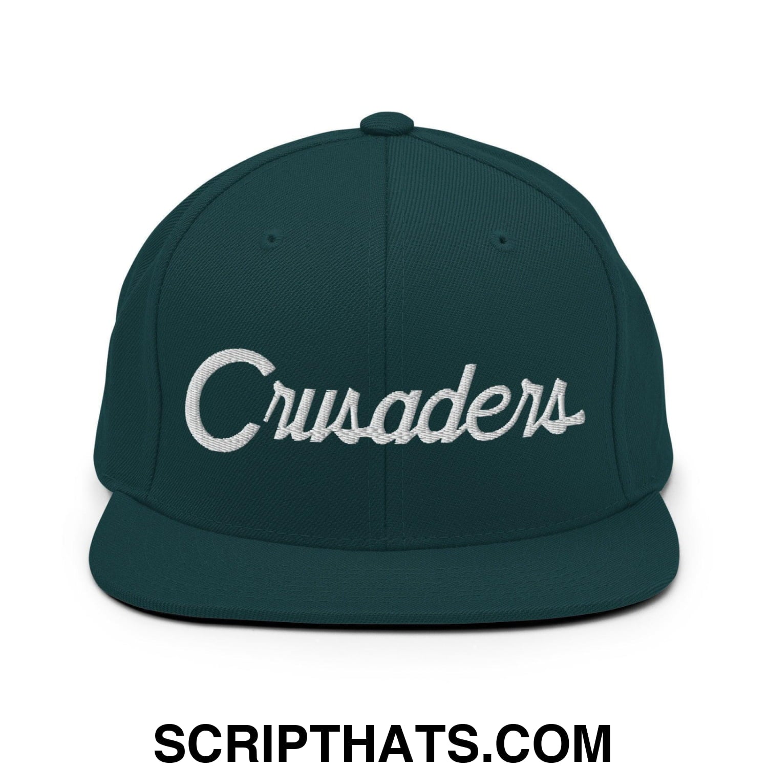 Crusaders School Mascot Script Snapback Hat Spruce