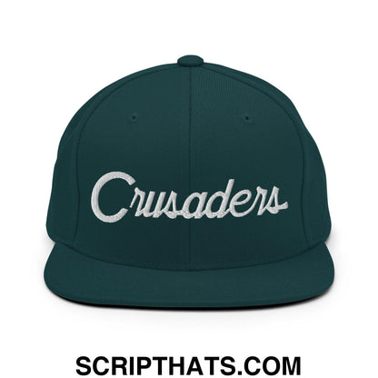 Crusaders School Mascot Script Snapback Hat Spruce