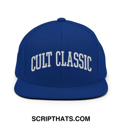 Cult Classic Embroidered Flat Bill Brim Snapback Hat Royal Blue