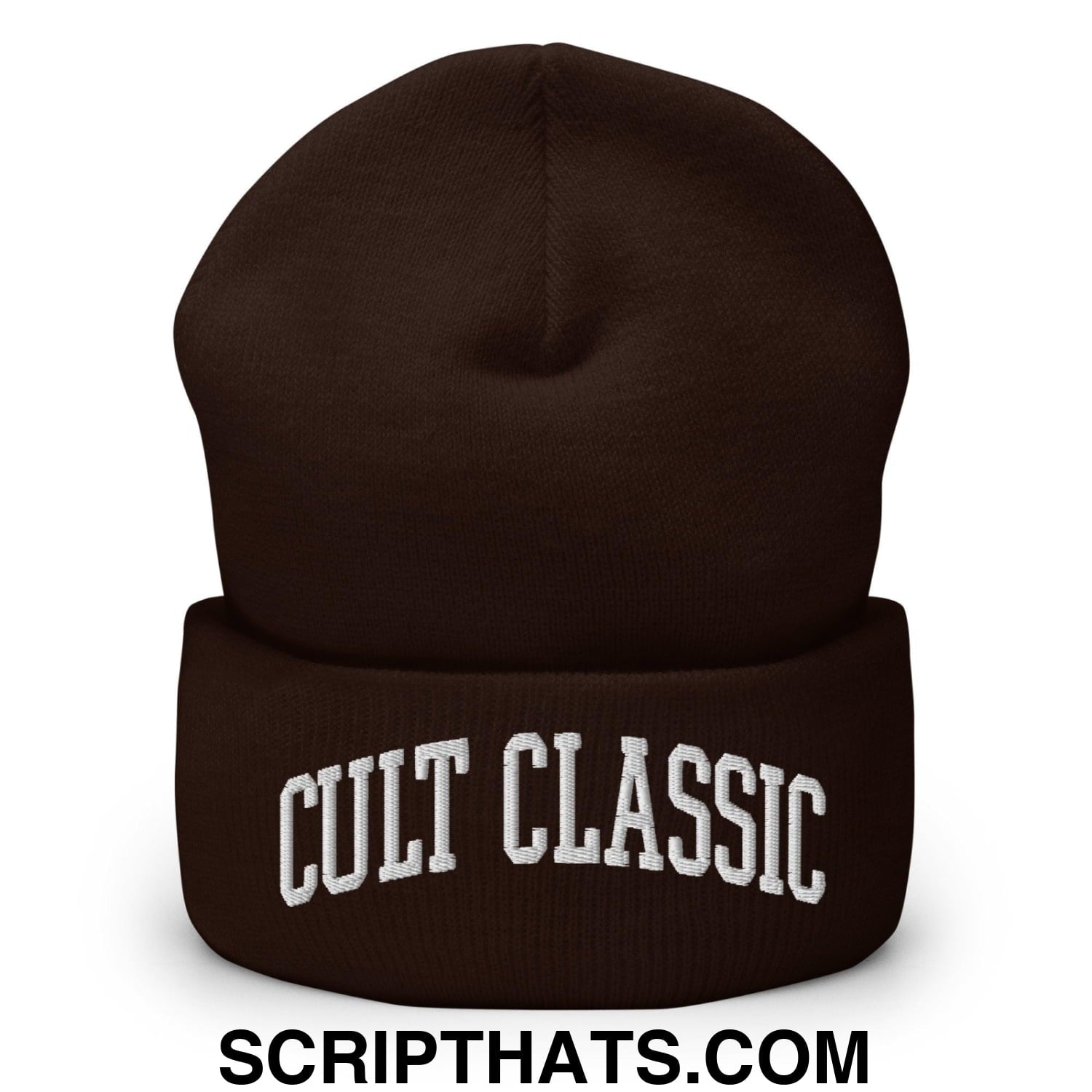 Cult Classic Embroidered Knit Cuffed Beanie Brown