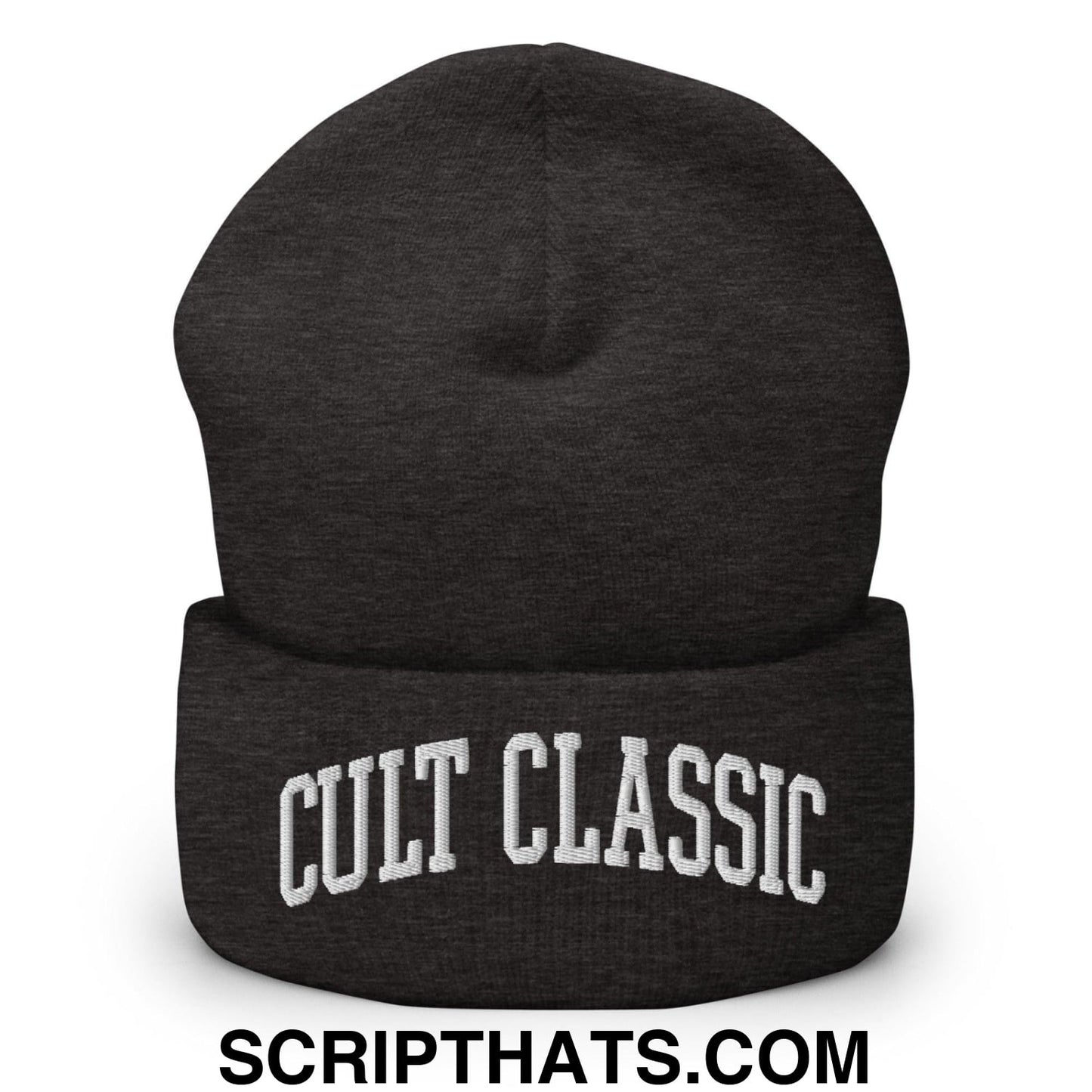 Cult Classic Embroidered Knit Cuffed Beanie Dark Grey