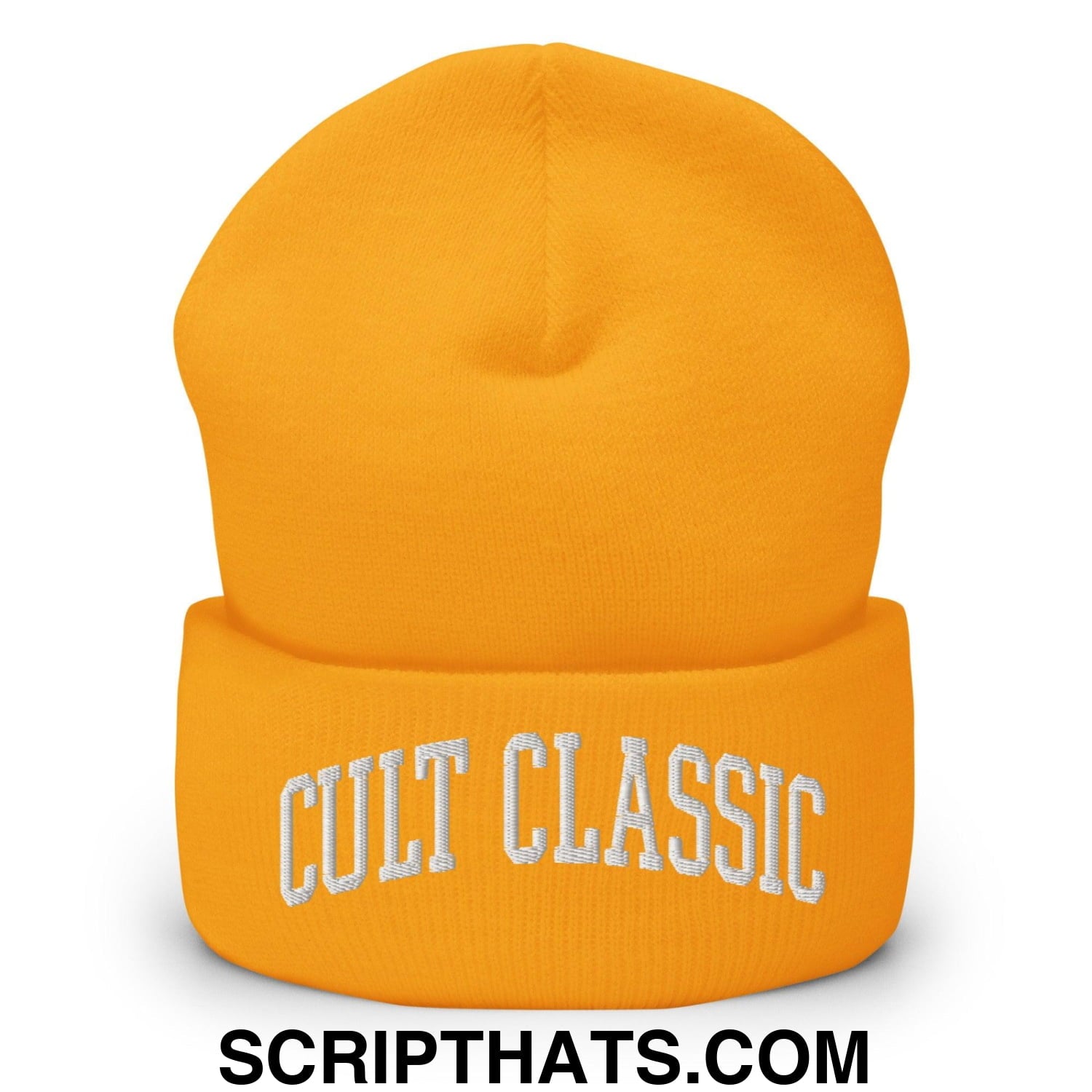 Cult Classic Embroidered Knit Cuffed Beanie Gold