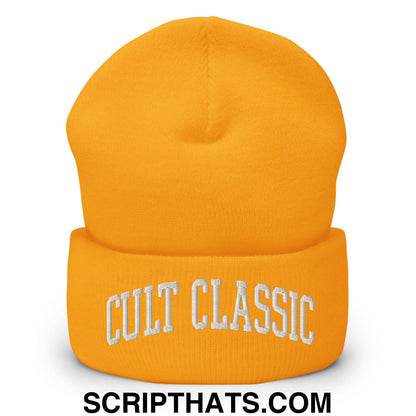 Cult Classic Embroidered Knit Cuffed Beanie Gold