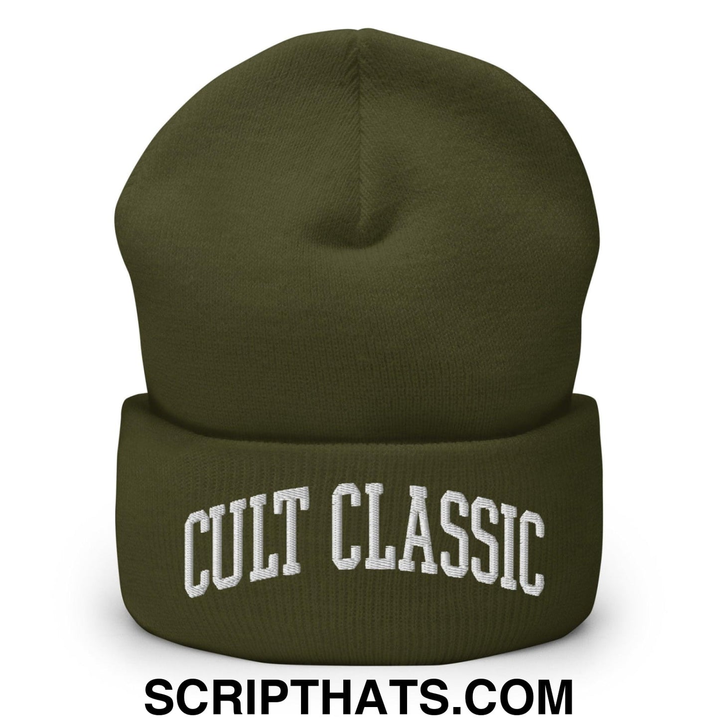 Cult Classic Embroidered Knit Cuffed Beanie Olive