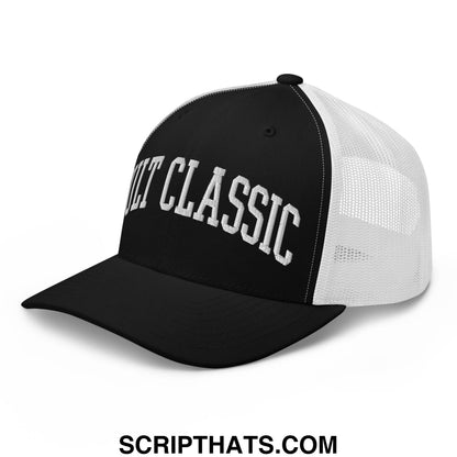 Cult Classic Embroidered Mesh Trucker Hat Black White