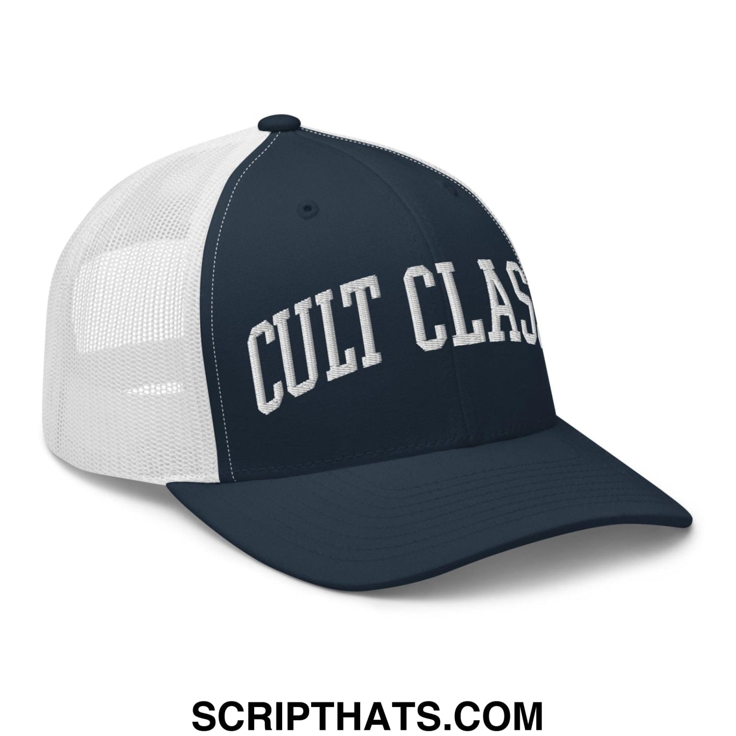 Cult Classic Embroidered Mesh Trucker Hat Navy White