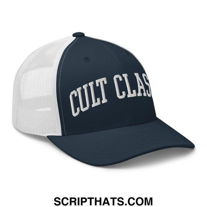 Cult Classic Embroidered Mesh Trucker Hat Navy White