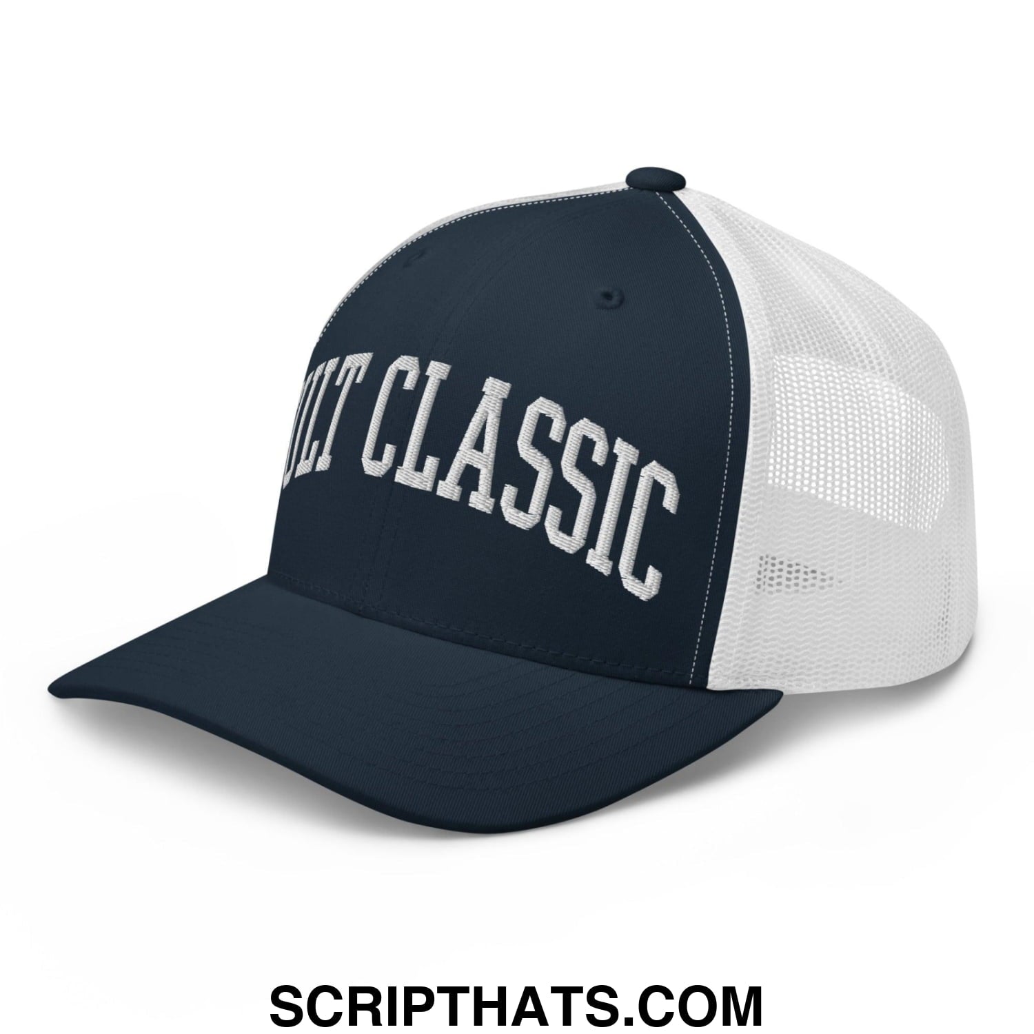 Cult Classic Embroidered Mesh Trucker Hat Navy White