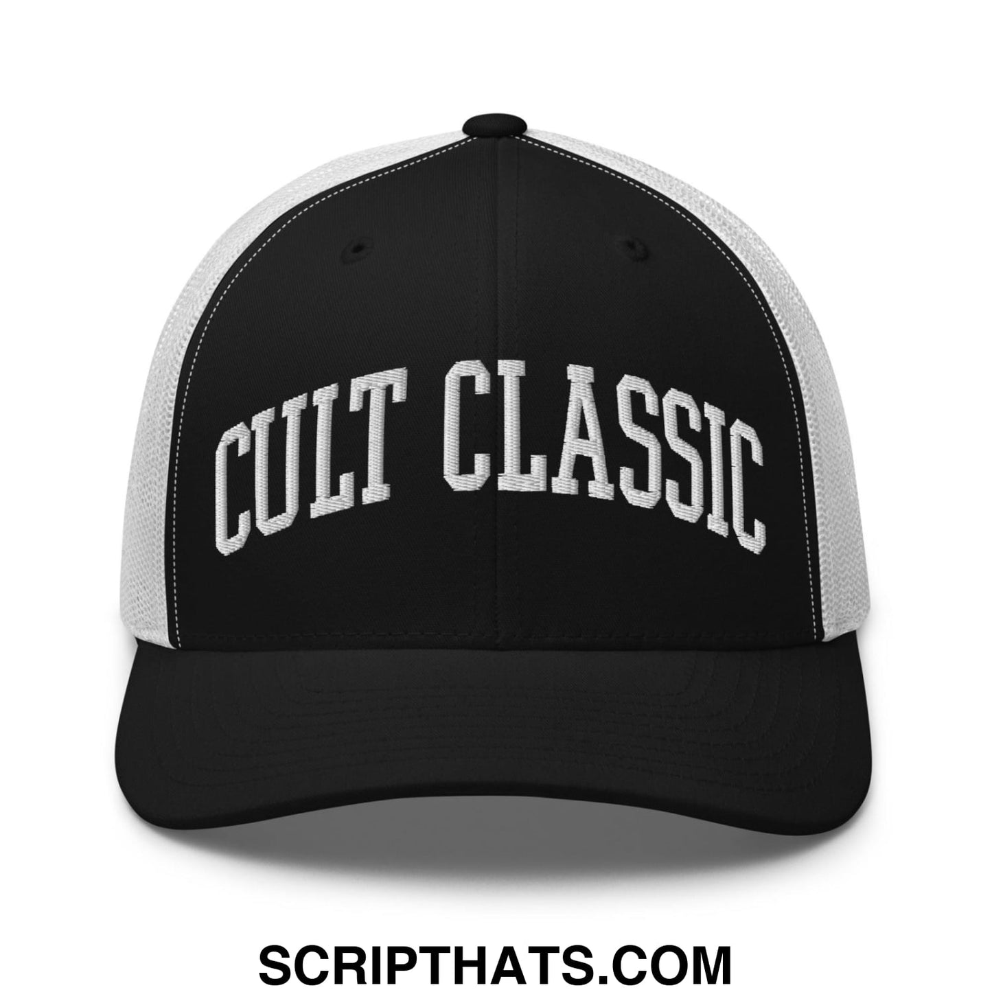 Cult Classic Embroidered Mesh Trucker Hat Black White