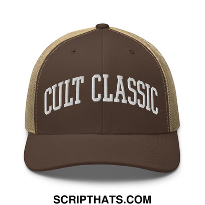 Cult Classic Embroidered Mesh Trucker Hat Brown Khaki