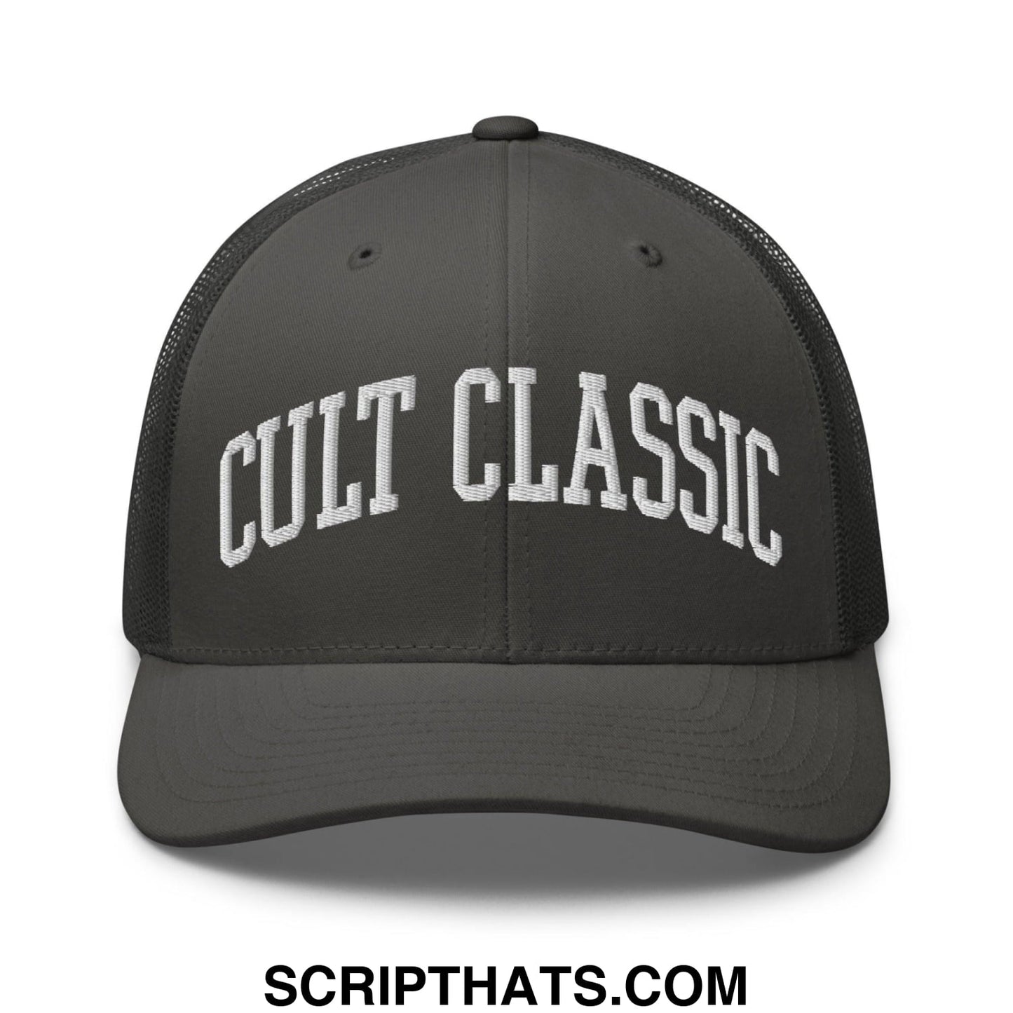 Cult Classic Embroidered Mesh Trucker Hat Charcoal