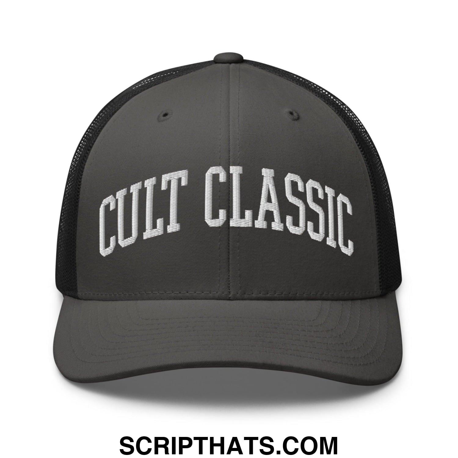 Cult Classic Embroidered Mesh Trucker Hat Charcoal Black
