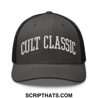 Cult Classic Embroidered Mesh Trucker Hat Charcoal Black