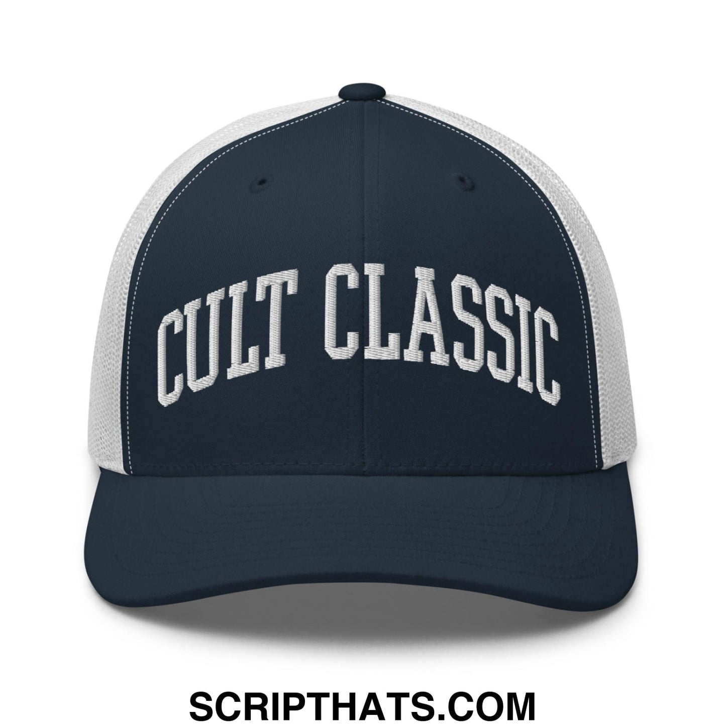 Cult Classic Embroidered Mesh Trucker Hat Navy White