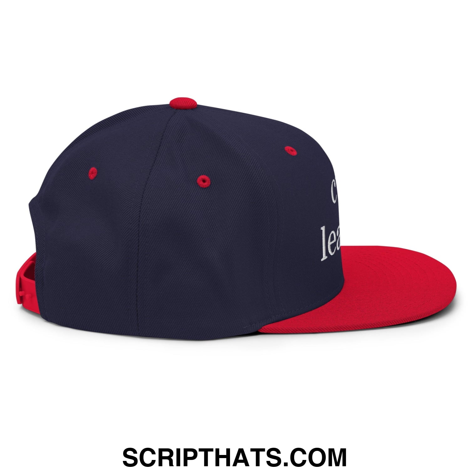 Cult Leader Embroidered Flat Bill Brim Snapback Hat Navy Red