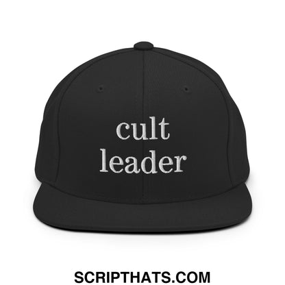 Cult Leader Embroidered Flat Bill Brim Snapback Hat Black