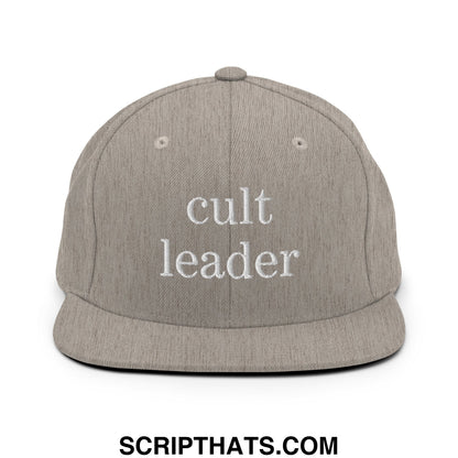 Cult Leader Embroidered Flat Bill Brim Snapback Hat Heather Grey