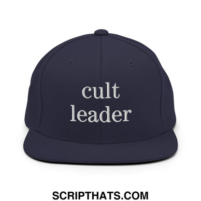 Cult Leader Embroidered Flat Bill Brim Snapback Hat Navy