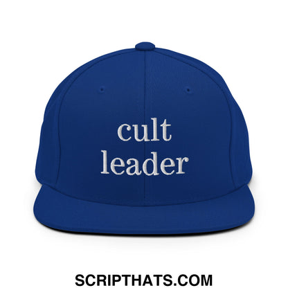 Cult Leader Embroidered Flat Bill Brim Snapback Hat Royal Blue