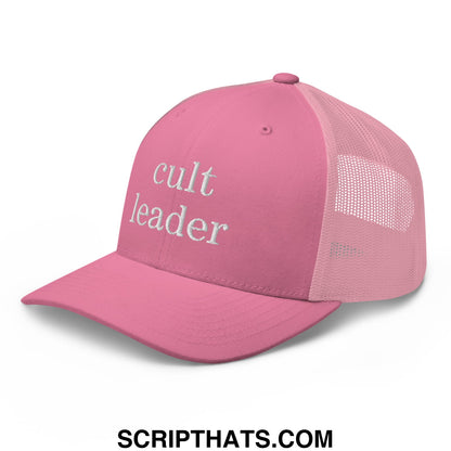 Cult Leader Embroidered Mesh Trucker Hat Pink