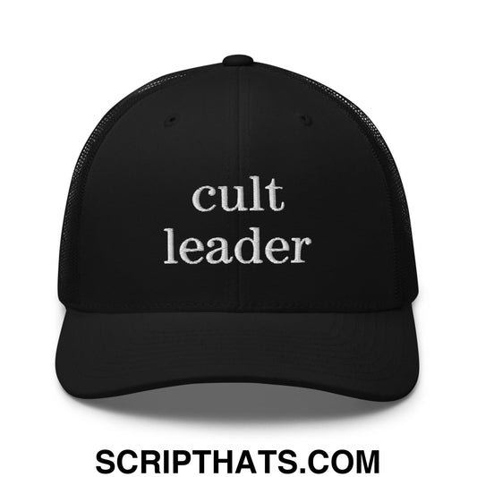 Cult Leader Embroidered Mesh Trucker Hat Black