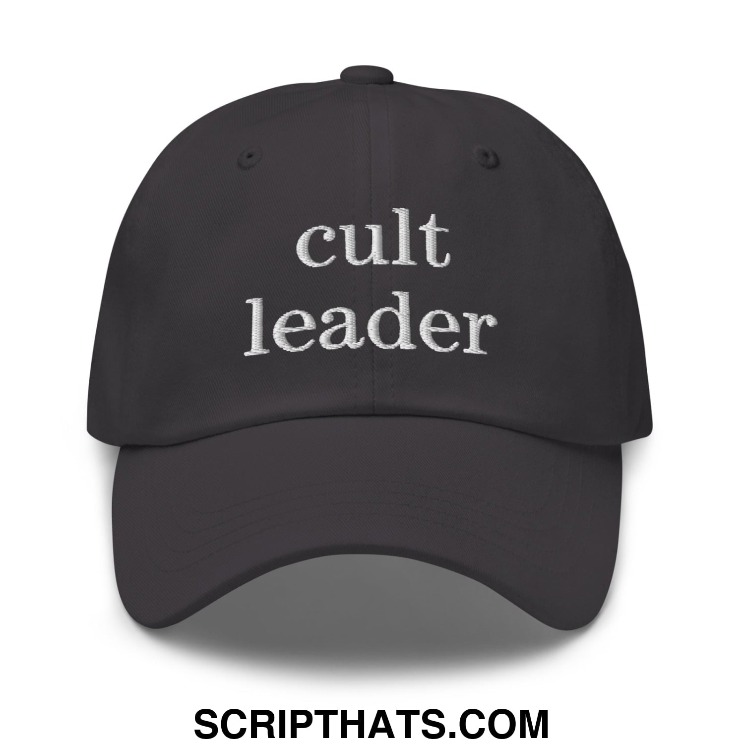 Cult Leader Embroidered Unstructured Dad Hat Dark Grey