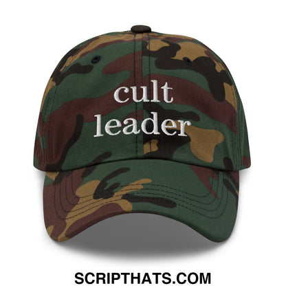 Cult Leader Embroidered Unstructured Dad Hat Green Camo