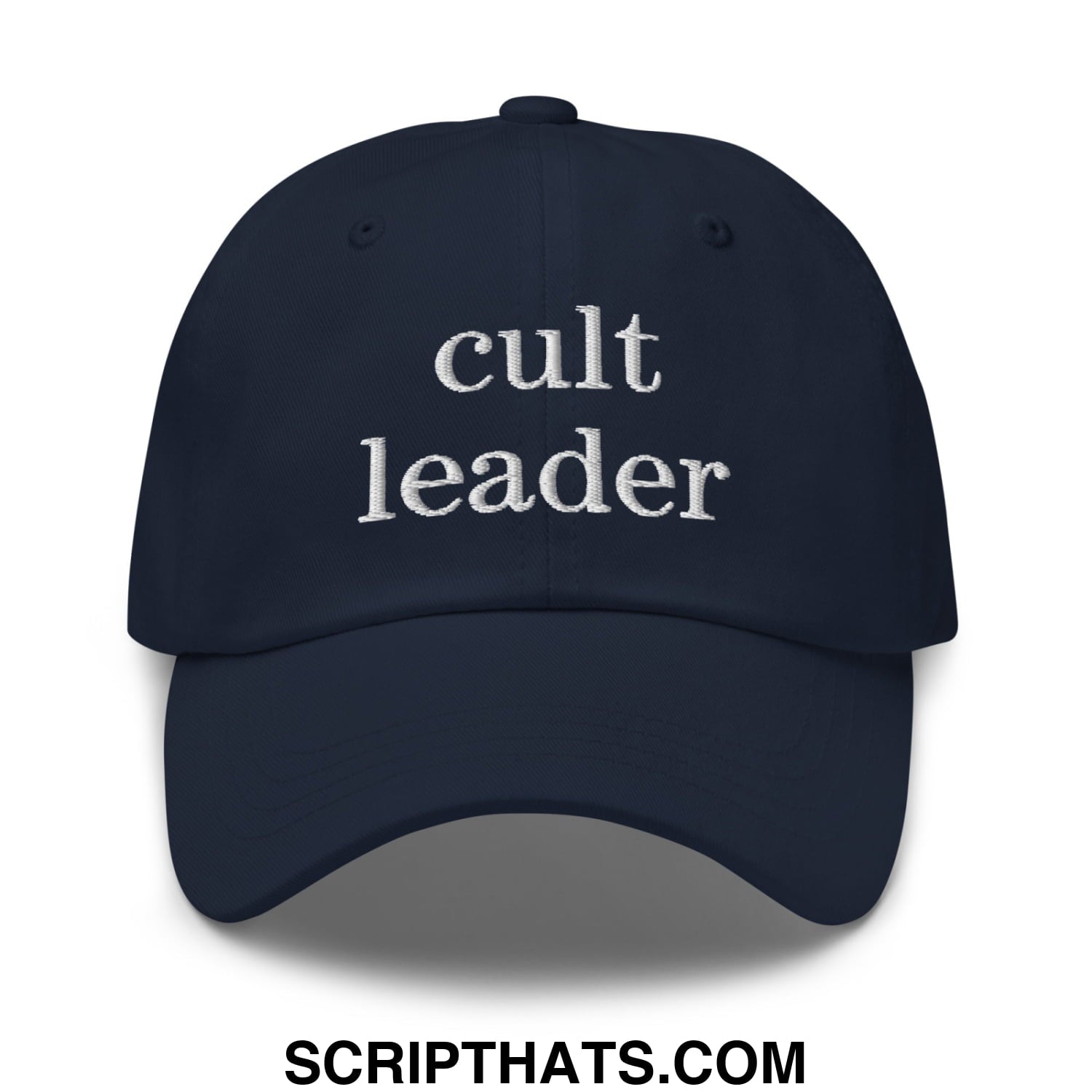 Cult Leader Embroidered Unstructured Dad Hat Navy