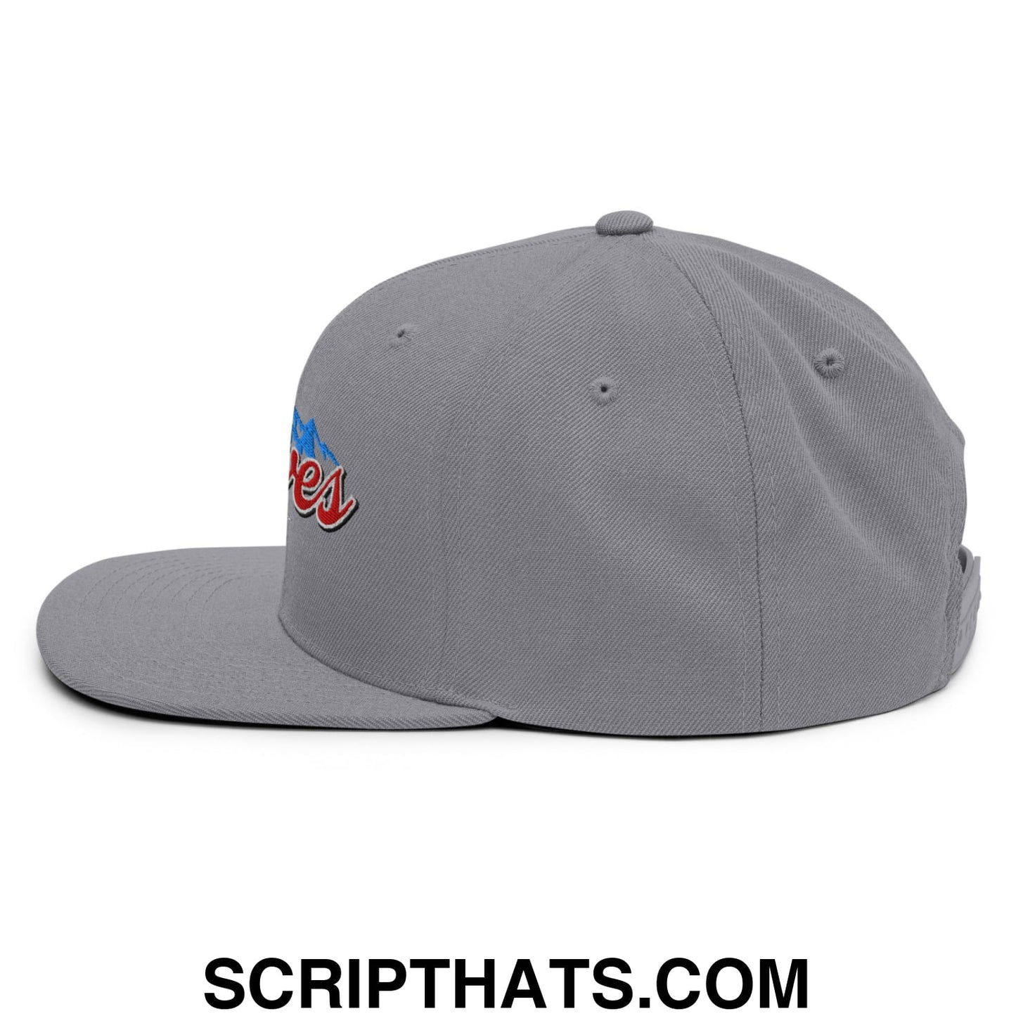 Curves Right Embroidered Flat Bill Brim Snapback Hat Silver
