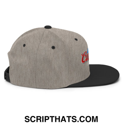 Curves Right Embroidered Flat Bill Brim Snapback Hat Heather Black
