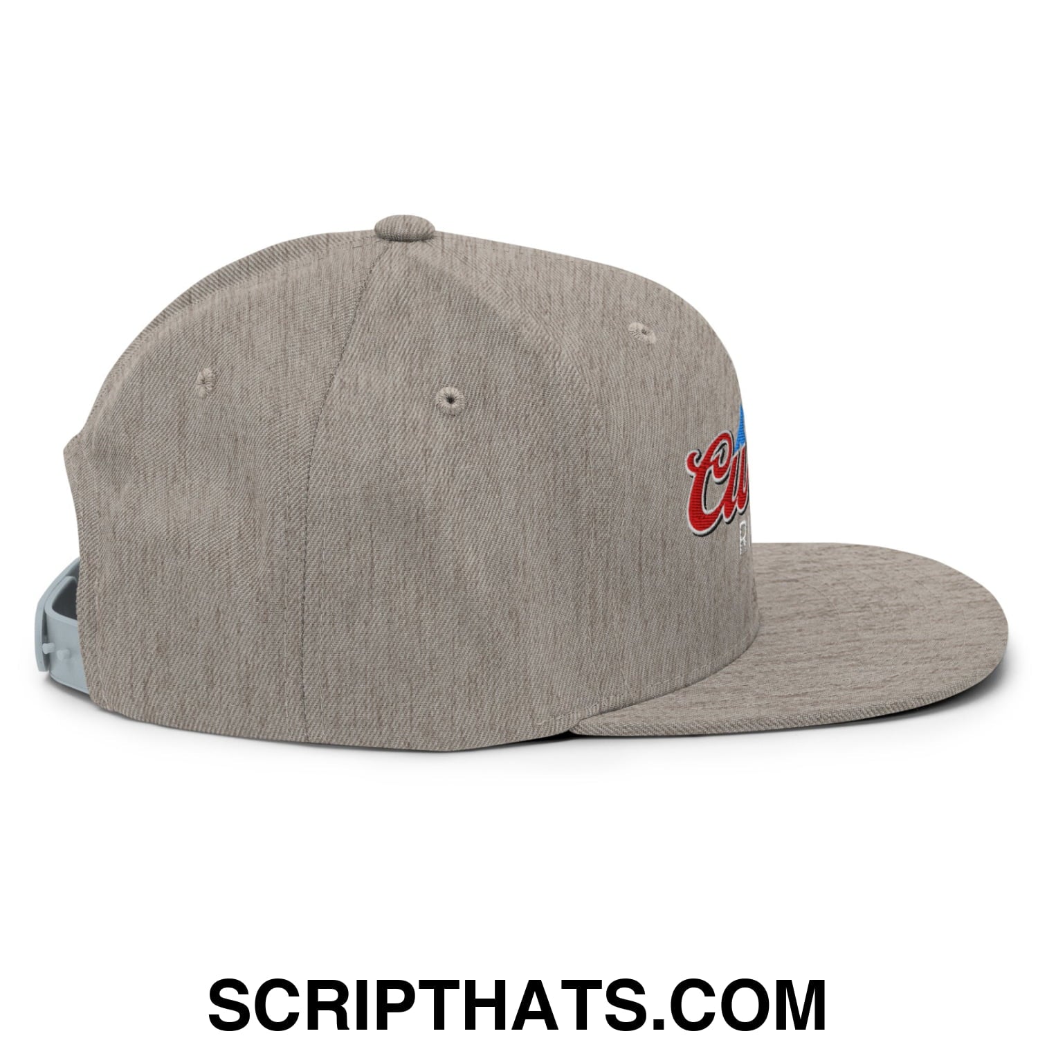 Curves Right Embroidered Flat Bill Brim Snapback Hat Heather Grey