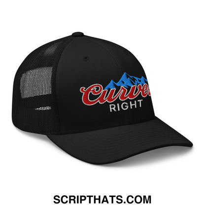 Curves Right Embroidered Mesh Trucker Hat Black
