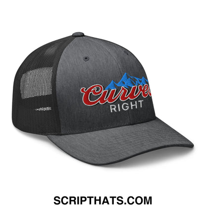 Curves Right Embroidered Mesh Trucker Hat Dark Heather Gray