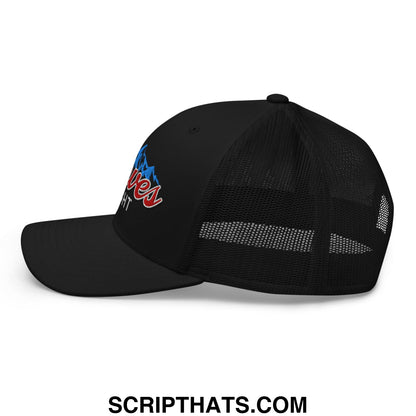 Curves Right Embroidered Mesh Trucker Hat Black