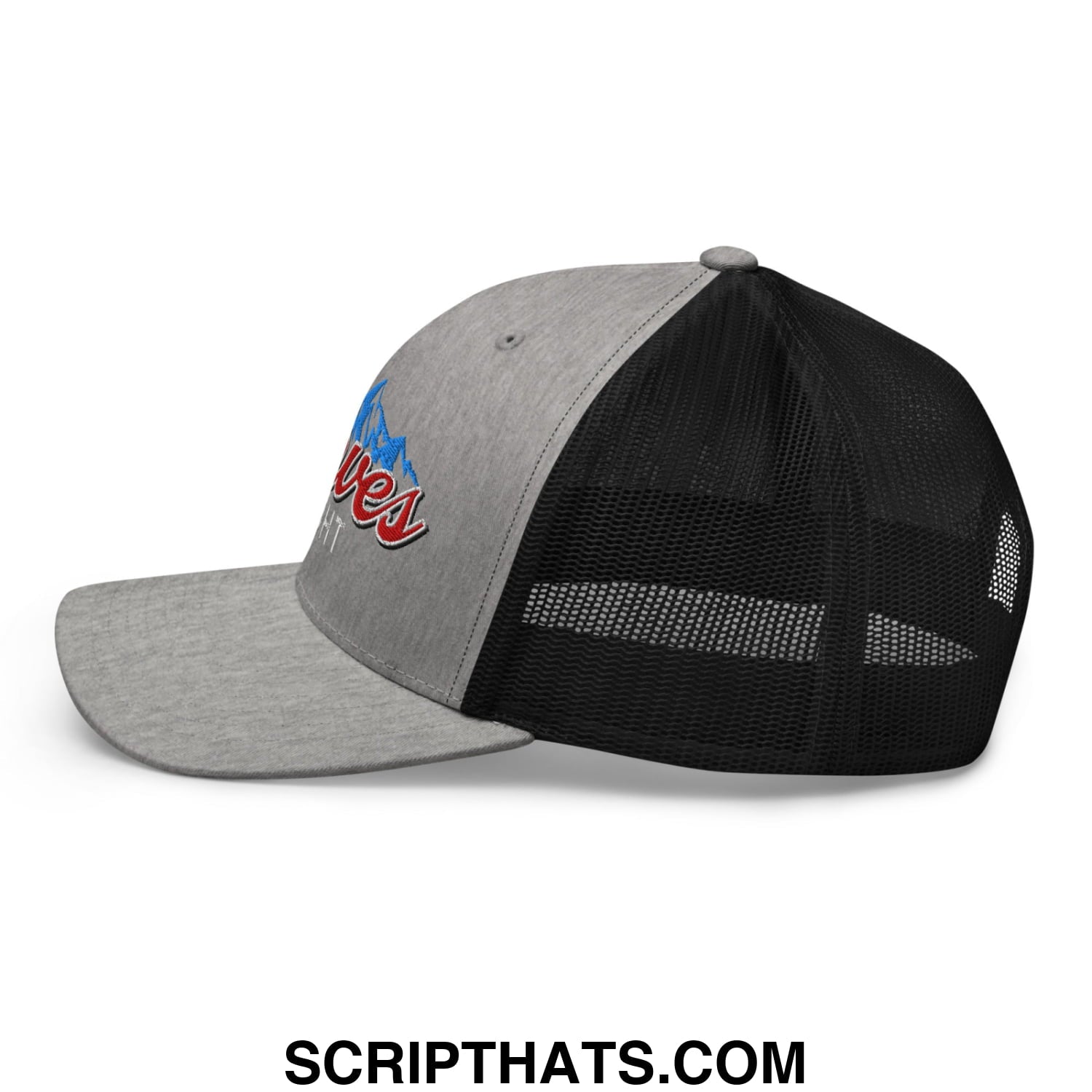 Curves Right Embroidered Mesh Trucker Hat Heather Black