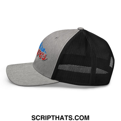 Curves Right Embroidered Mesh Trucker Hat Heather Black