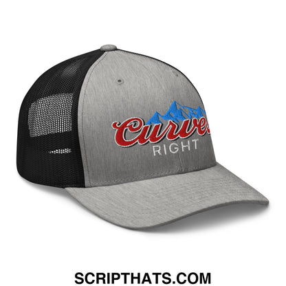Curves Right Embroidered Mesh Trucker Hat Heather Black