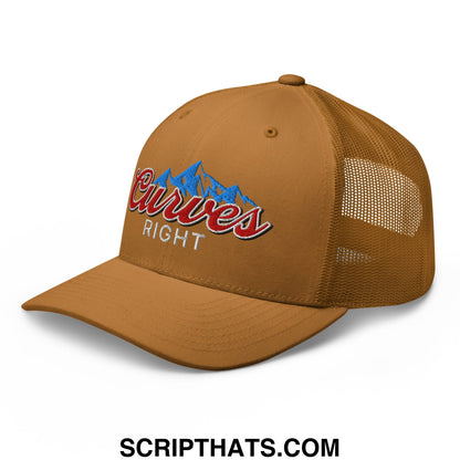 Curves Right Embroidered Mesh Trucker Hat Caramel