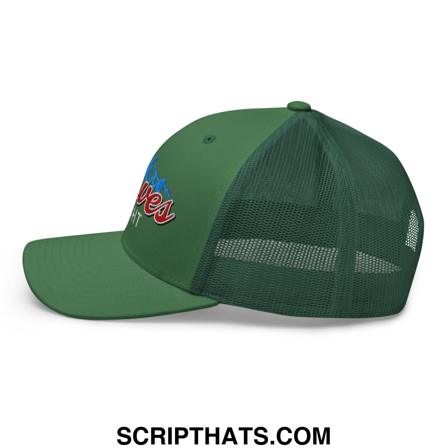 Curves Right Embroidered Mesh Trucker Hat Evergreen