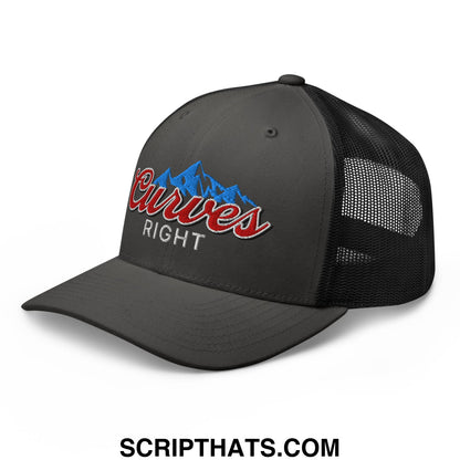 Curves Right Embroidered Mesh Trucker Hat Charcoal Black