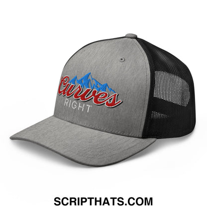 Curves Right Embroidered Mesh Trucker Hat Heather Black