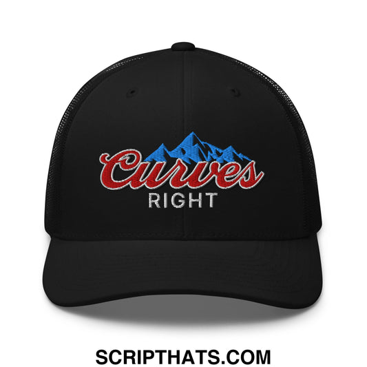 Curves Right Embroidered Mesh Trucker Hat Black
