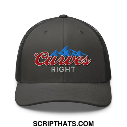 Curves Right Embroidered Mesh Trucker Hat Charcoal