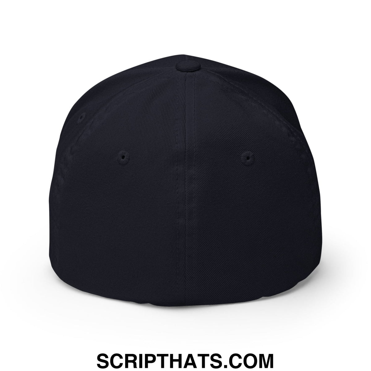 Black structured Curves Right embroidered stretch fit golf hat with smooth matte finish and subtle stitching details