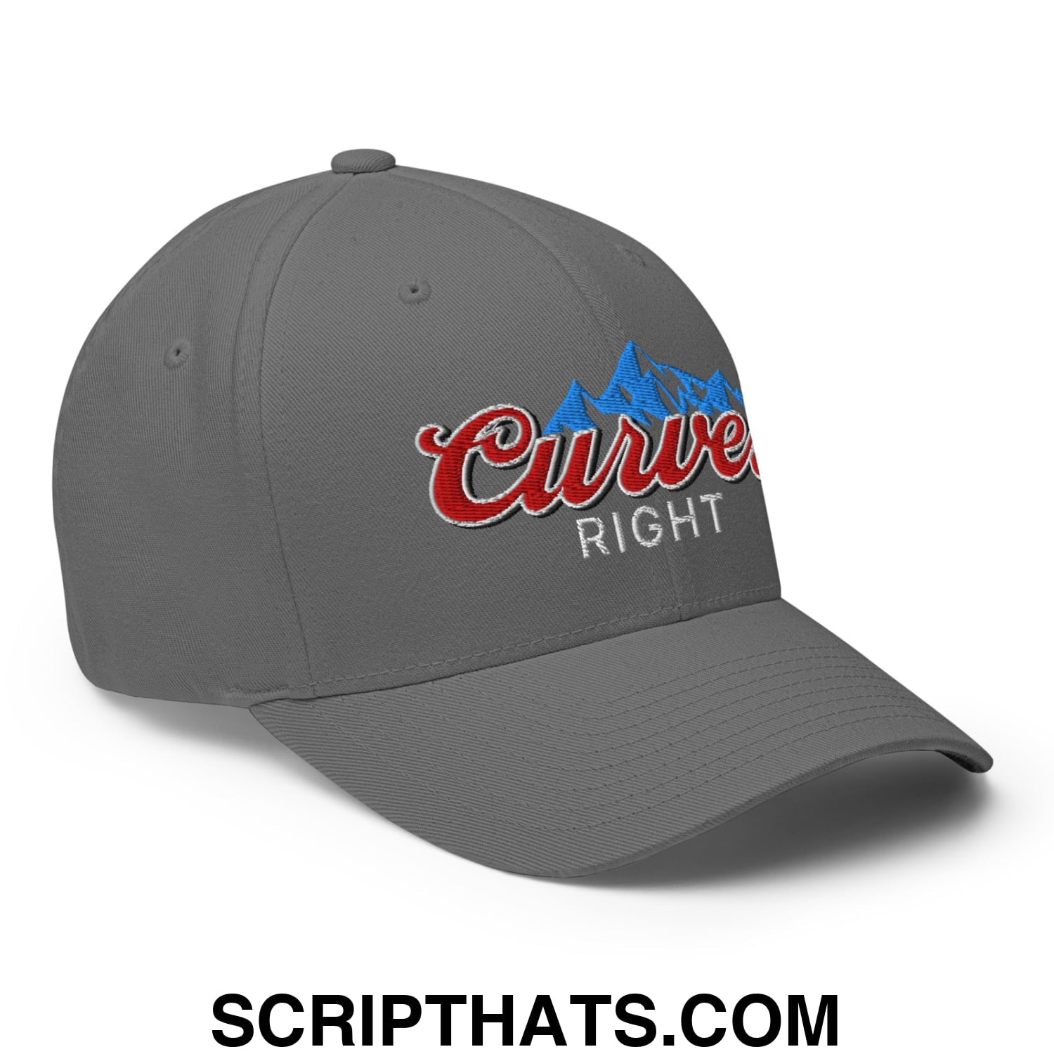 Curves Right Embroidered Stretch Fit Golf Hat Grey